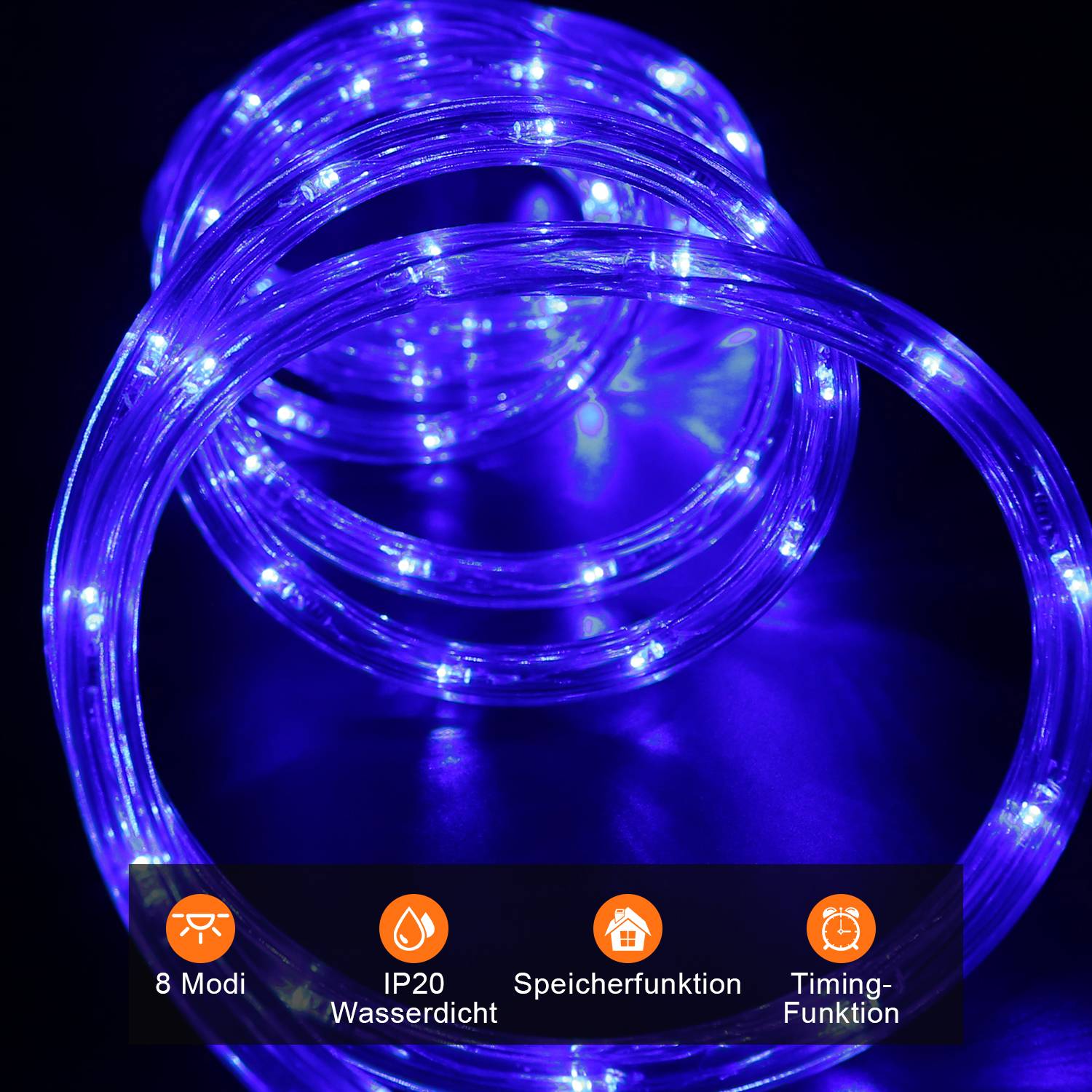10M LED Lichterschlauch Lichtschlauch Lichterkette fuer Aussen und Innen mit 240 LEDs Weihnachtsbeleuchtung Weihnachten Deko Blau