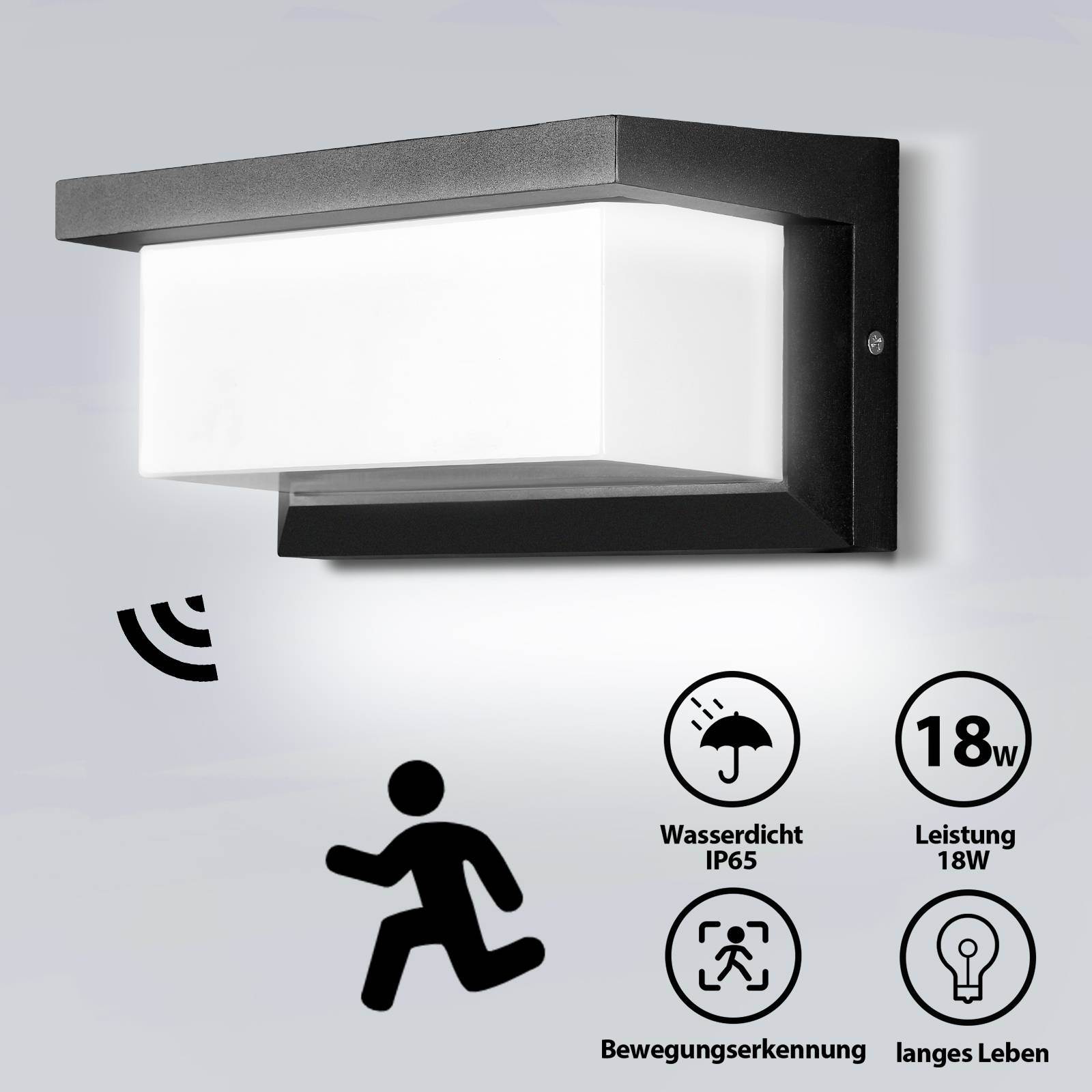18W LED Wandlampe Wandleuchte Sensor Flurlampe IP65 Effektleuchte Innenleuchte Kaltweiß