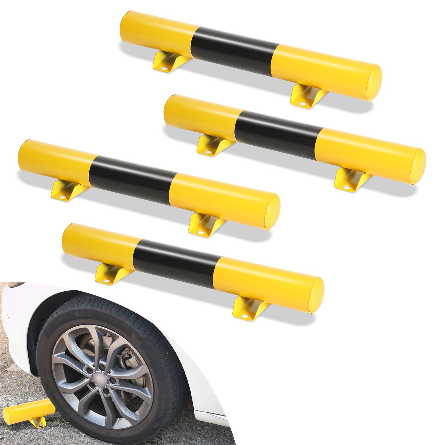 4X Radstopper Reflektoren Reflexband Reflexstreifen Parkschwelle 60x13,5x9,5cm