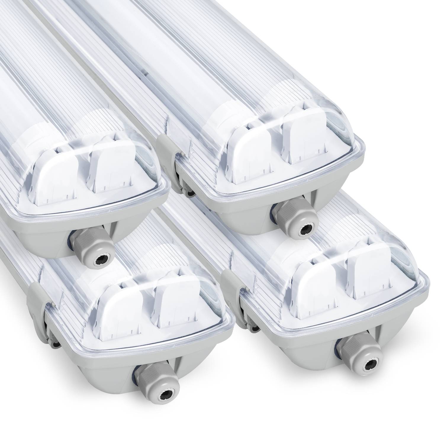 4X LED Feuchtraumleuchte Wannenleuchte 120cm 2 x 18W T8 Röhre Neutralweiß 4500K IP65