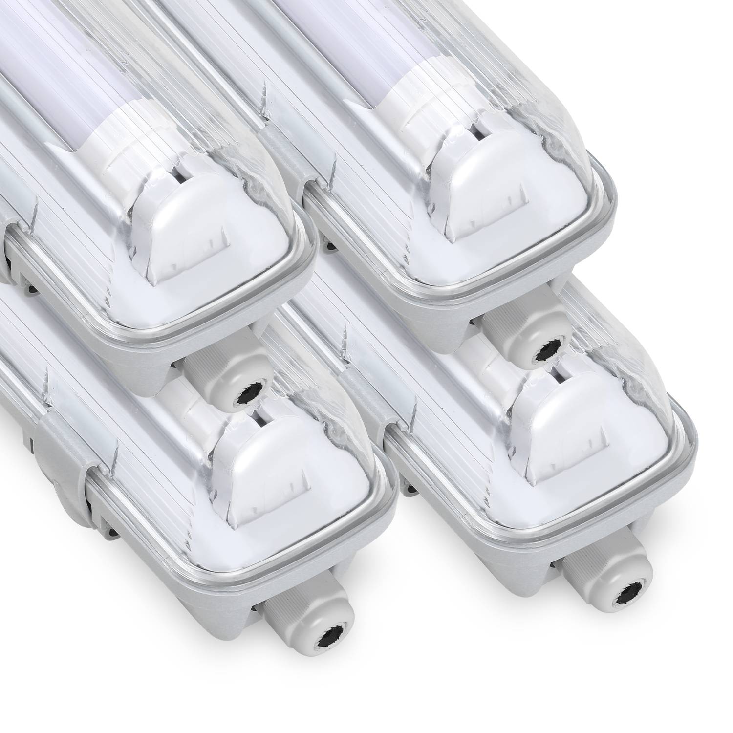 4X LED Feuchtraumleuchte Wannenleuchte 150cm 1 x 24W T8 Röhre Kaltweiß 6500K IP65