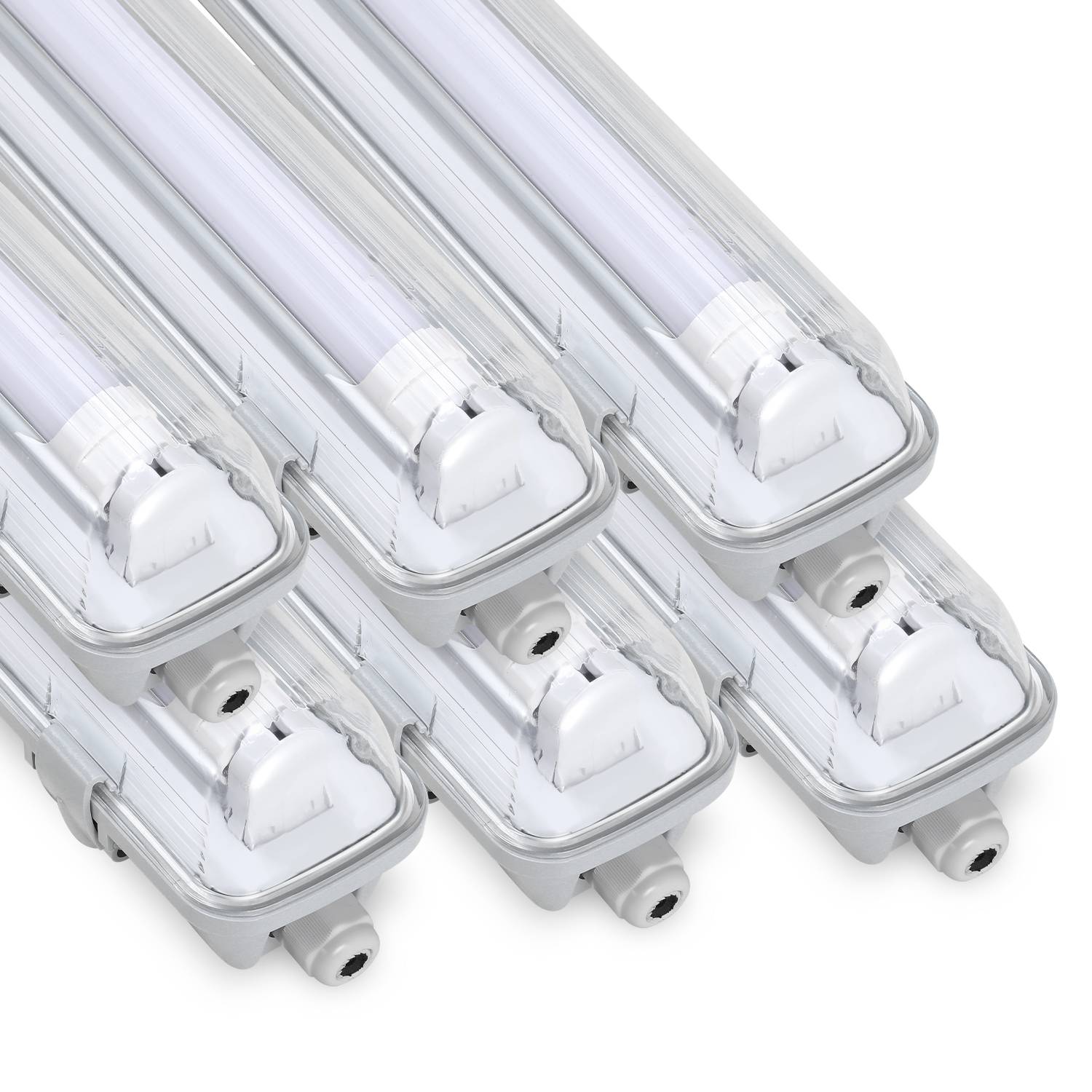 6X LED Feuchtraumleuchte Wannenleuchte 120cm 1 x 18W T8 Röhre Neutralweiß 4500K IP65