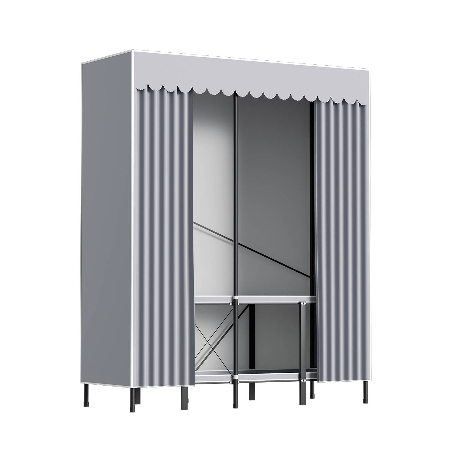 Kleiderschrank 138 x170 x 48 cm moderne Stoffschrank mit Kleiderstange Staubdicht Faltschrank