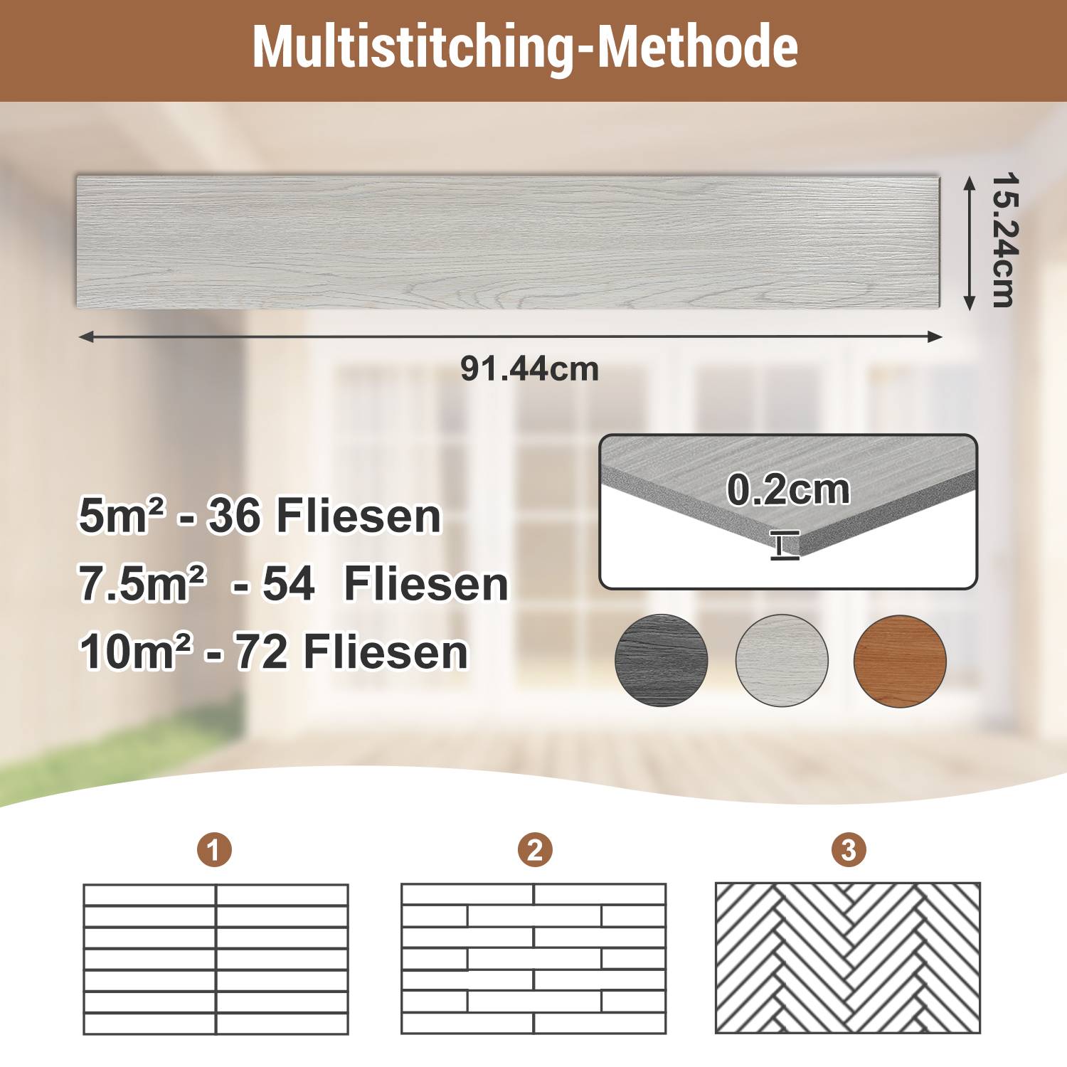 PVC Bodenbelag Vinylboden Selbstklebend 18 Stück 2.51m², Wasserfest Rutschfest für Küche, Wohnzimmer, Balkon (Weiß oak)
