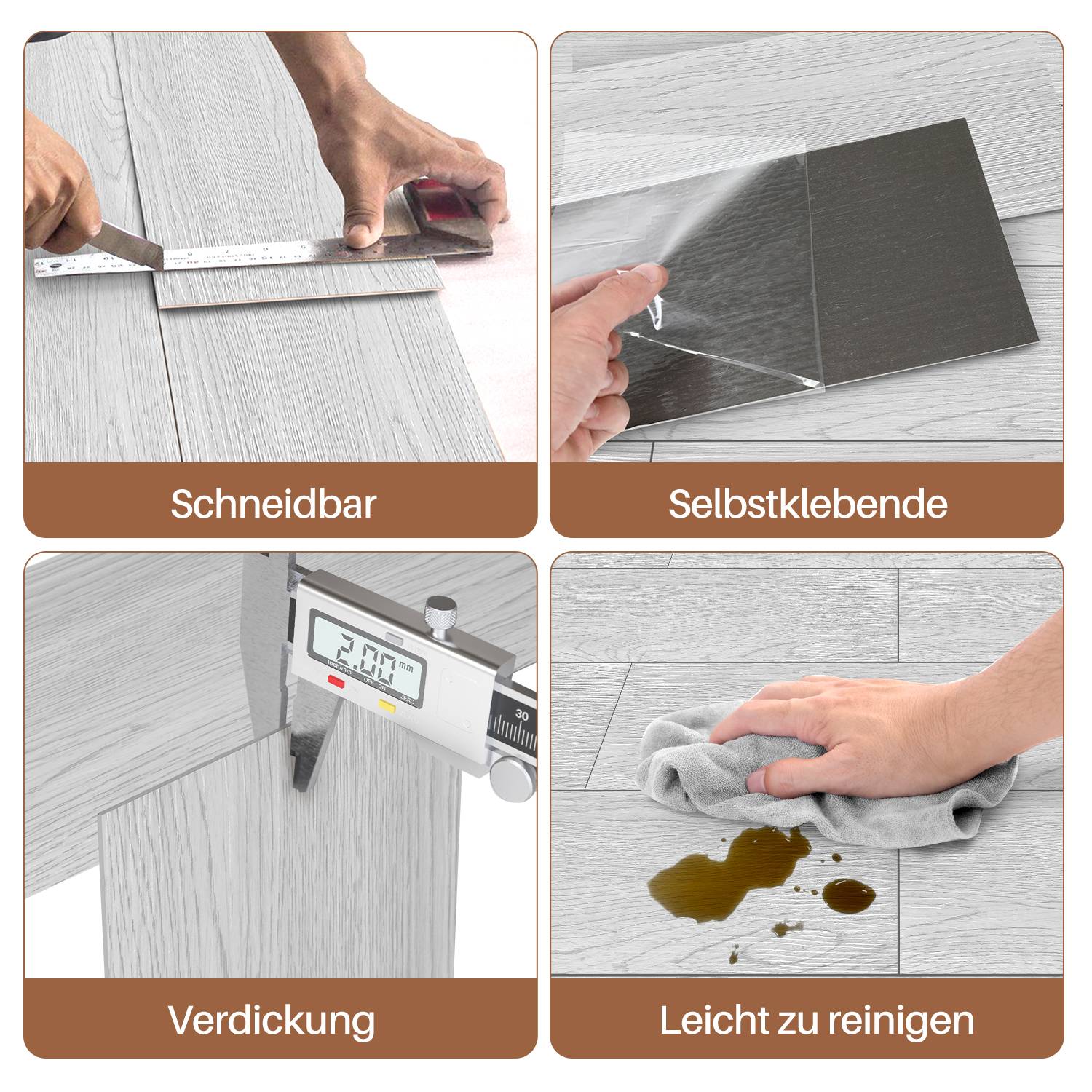 PVC Bodenbelag Vinylboden Selbstklebend 36 Stück 5m², Wasserfest Rutschfest für Küche, Wohnzimmer, Balkon (Weiß oak)