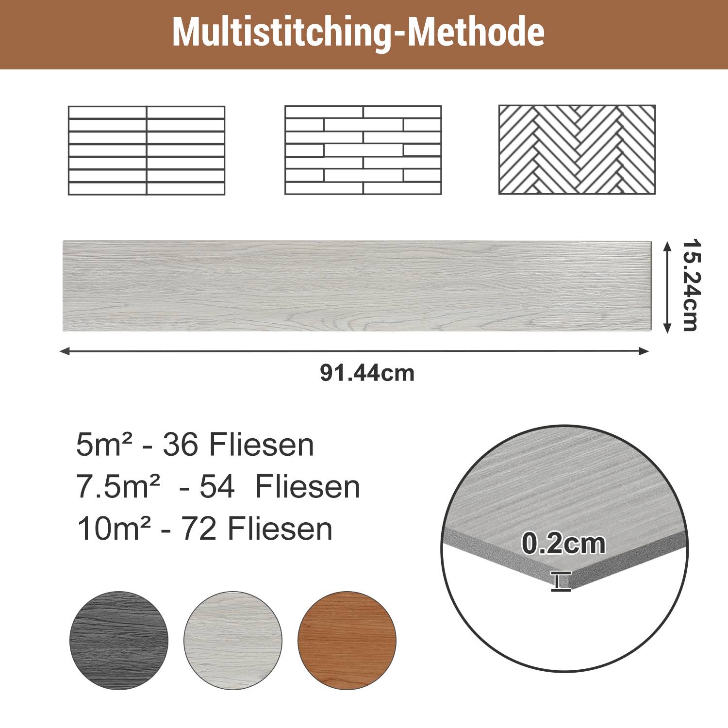 PVC Bodenbelag Vinylboden Selbstklebend 36 Stück 5m², Wasserfest Rutschfest für Küche, Wohnzimmer, Balkon (Weiß oak)