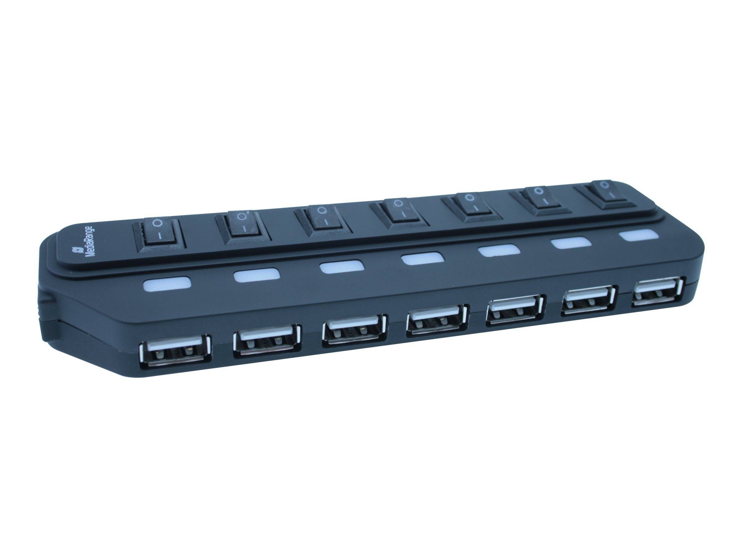 MediaRange USB-HUB 7-Port USB 2.0 extern schwarz Multimedia-Technik HUBs