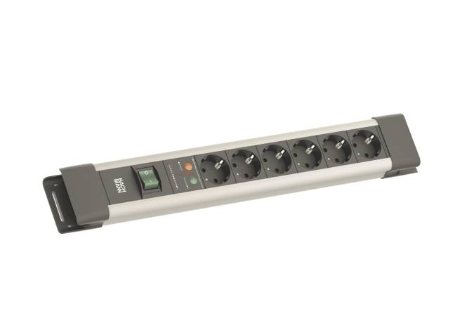 Bachmann CONNECTUS 6xCEE7/3 BM005904 1xSPD 1xSchalter 2,0m CEE7/7 Grau Install.Baumaterial