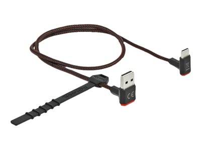 DELOCK USB-A 2.0 Stecker zu USB-C gewinkelt 0,5m SW Multimedia-Technik Kabel