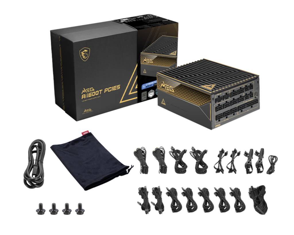 MSI MEG Ai1600T PCIE5, 1600 W, 100 - 240 V, Aktiv, 120 W, 1600 W, 120 W