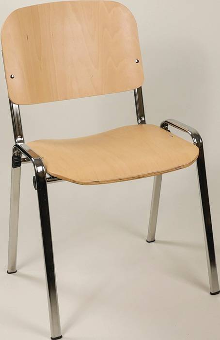 Stapelstuhl Buchenschichtholz Stahlrohr,ov.verchr.o.Armlehnen St.BMV