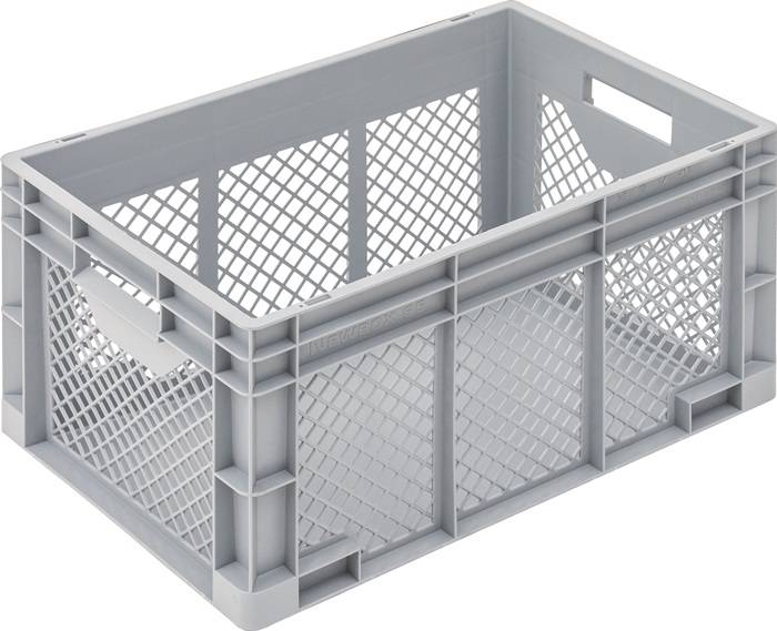 Transportbehälter L600xB400xH320mm grau PP Durchfassgr.Seitenw. durchbrochen