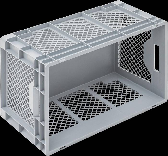 Transportbehälter L600xB400xH320mm grau PP Durchfassgr.Seitenw. durchbrochen