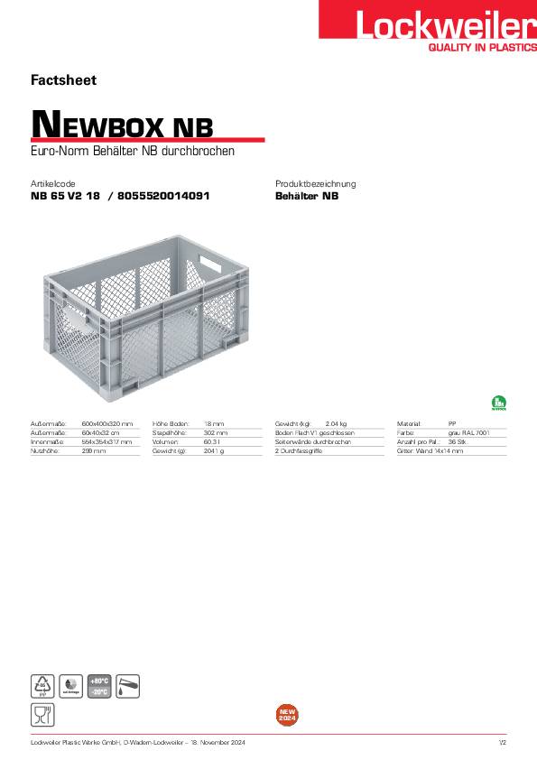 Transportbehälter L600xB400xH320mm grau PP Durchfassgr.Seitenw. durchbrochen