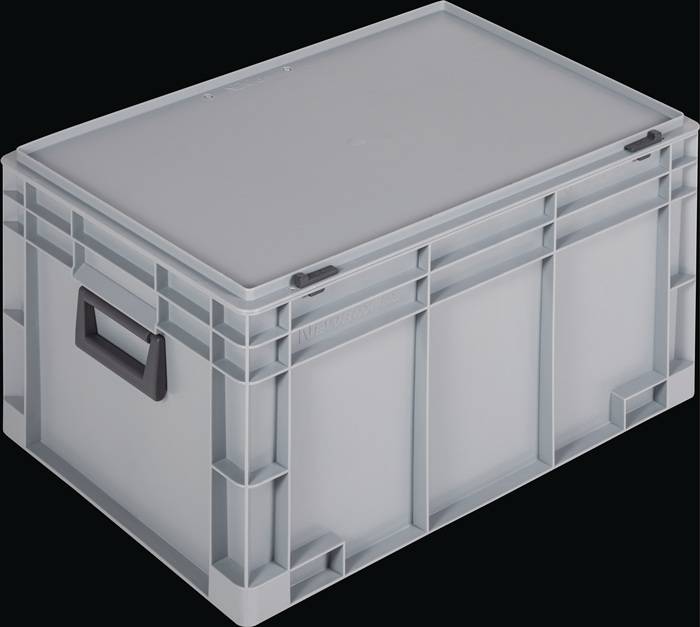 Ku.-Koffer L600xB400xH333mm PP 2 Griffe Schiebeverschluss grau 62,2l LOCKWEILER