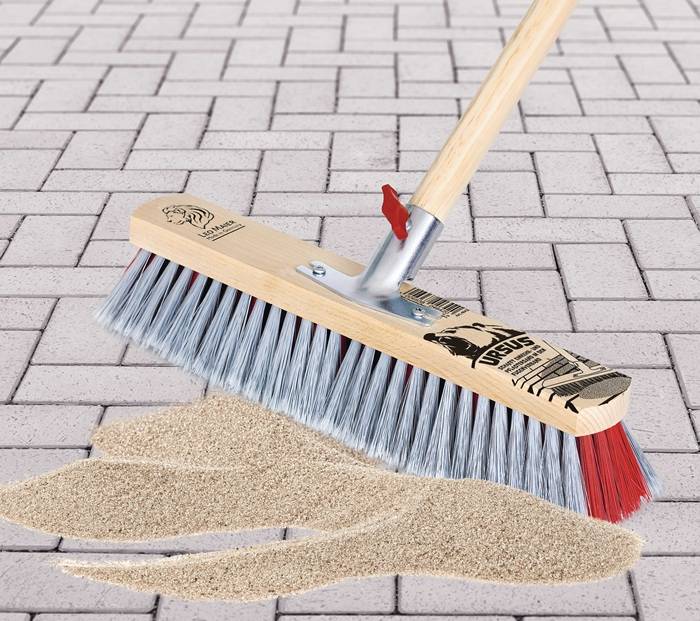 Besen URSUS Kunststoff/Holz L.400mm PP Borsten grau,Stielhalter PEGGY PERFECT