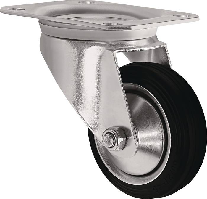 Lenkrolle D.100mm Trgf.75kg VG Platte L105xB80mm TECWERK