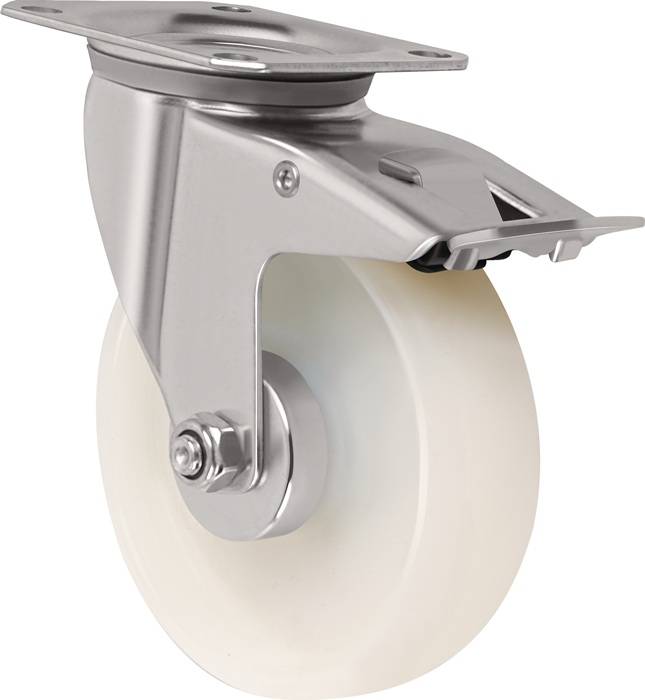 Lenkrolle D.80mm Trgf.130kg m.Festst.PA 105x80mm TECWERK