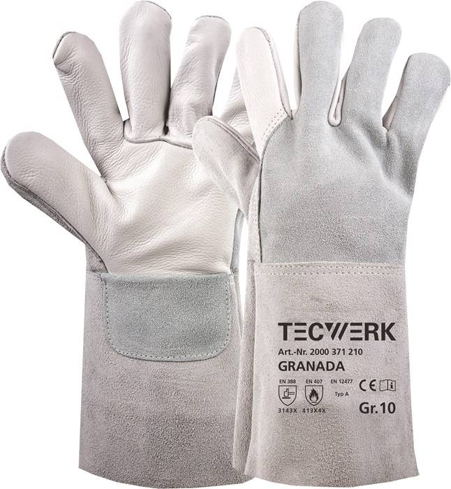 Schweißerhandschuhe Granada Gr.10 grau EN 388/407/12477 6PA TW