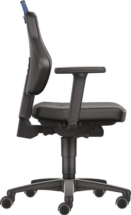 Arbeitsdrehstuhl Rl.Kunstleder schwarz Grifffarbe blau 450-600mm TECWERK