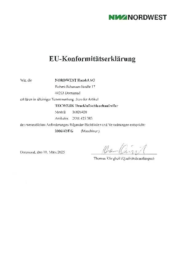 Druckluftschlauchaufroller f.Druckluft L.12m TW