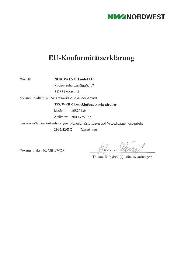 Druckluftschlauchaufroller f.Druckluft L.10m TW