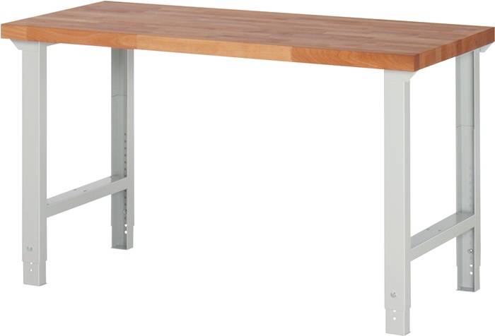 Werkbank Ser.BK 650 B1500xT700xH790-1140mm Buche massiv lichtgrau TECWERK
