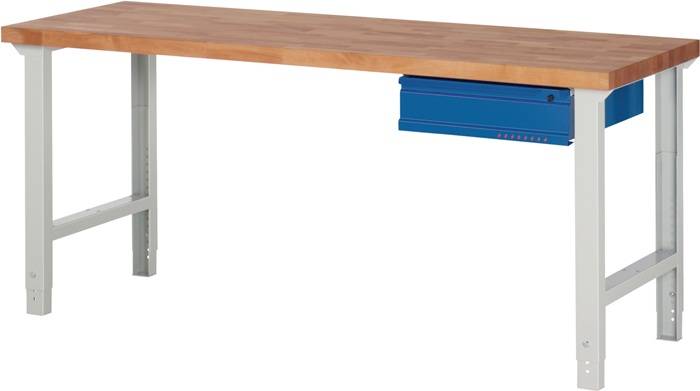 Werkbank Ser.BK 650 B2000xT700xH790-1140mm Buche massiv grau/blau 1 Schubl.TW