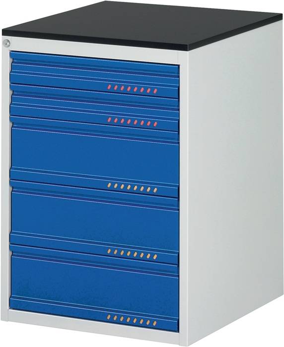 Schubladenschrank BK 650 H820xB580xT650mm grau/blau 5 Schubl.Einfach.TECWERK