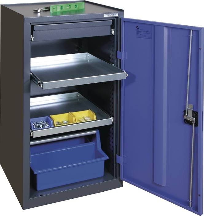 Werkzeug-/Beistellschrank H1000xB500xT500mm 1Schubl.,2Bd.anthrazit/blau TECWERK