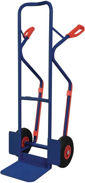 Stapelkarre m.Kufen H.1300mm Schaufel-L250xB320mm Luft-Bereif.Trgf.300kg blau TW