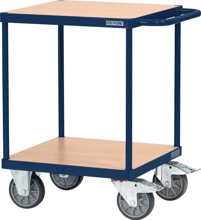 Tischwagen 2 Ladeflächen L600xB600mm saphirblau Trgf.500kg TECWERK