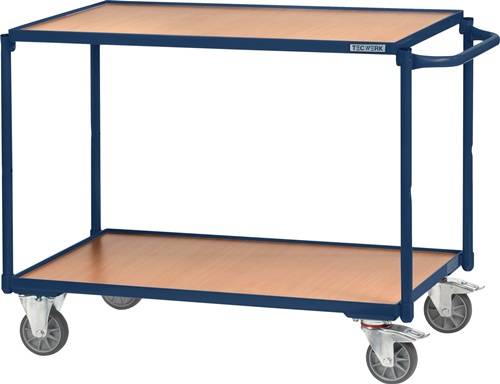 2000444119 Tischwagen 2 Ladeflächen L850xB500mm saphirblau Trgf.300kg Bügel waager.TECWERK