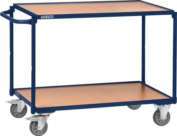 Tischwagen 2 Ladeflächen L1000xB600mm saphirblau Trgf.300kg Bügel waager.TECWERK
