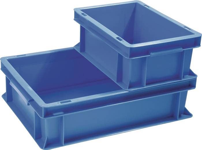 Transportbehälter L600xB400xH120mm blau PP Muschelgr.Seitenwände geschl.TECWERK