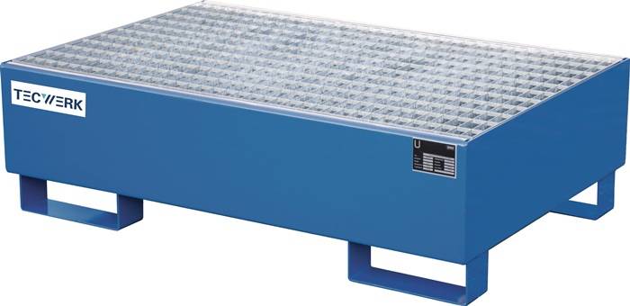Auffangwanne 215l L1200xB800xH360mm Stahlbl.m.Gitterrost blau TECWERK