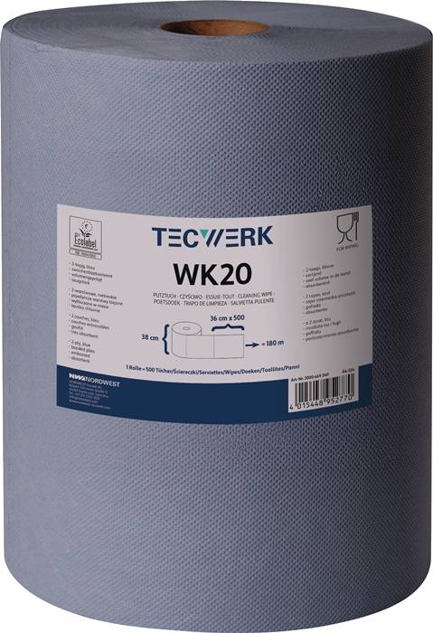 Putztuch WK 20 L.ca.360 mmxB.ca.380mm blau 2-lagig,volumengeprägt TECWERK
