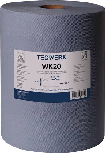 2000469240 Putztuch WK 20 L360xB380ca.mm blau 2-lagig,volumengeprägt TECWERK