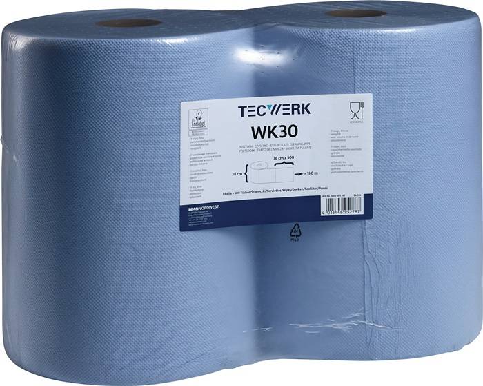 Putztuch WK 30 L.ca.360 mmxB.ca.380mm blau 3-lagig,volumengeprägt TECWERK