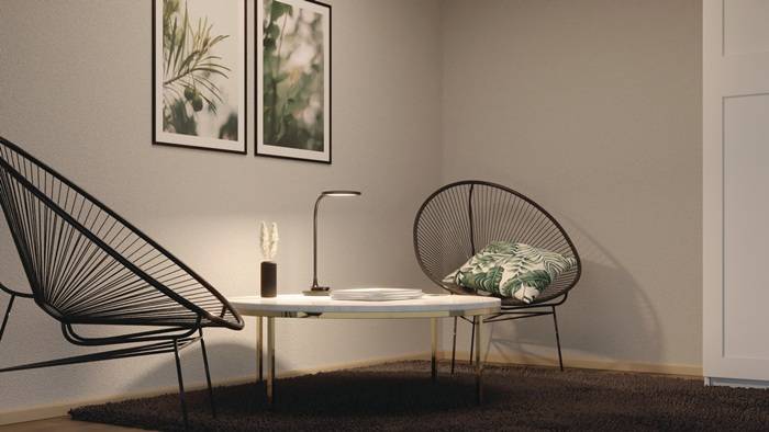 Schreibtischleuchte Horizon ABS,Silik.schwarz H.390mm Standfuß+Wandmontage