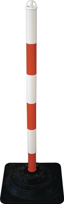 Sperrpfosten PE/PVC rot/weiß D.40mm z.Aufstellen Pfostenkopf m.4 Kettenaufnahmen