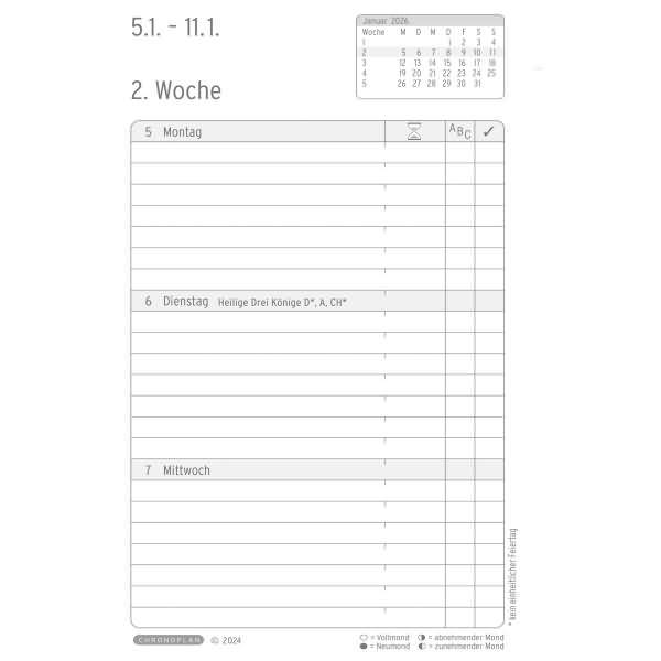 Buchkalender Chronobook Business Edition Mini Wochenplan 2016 schwarz