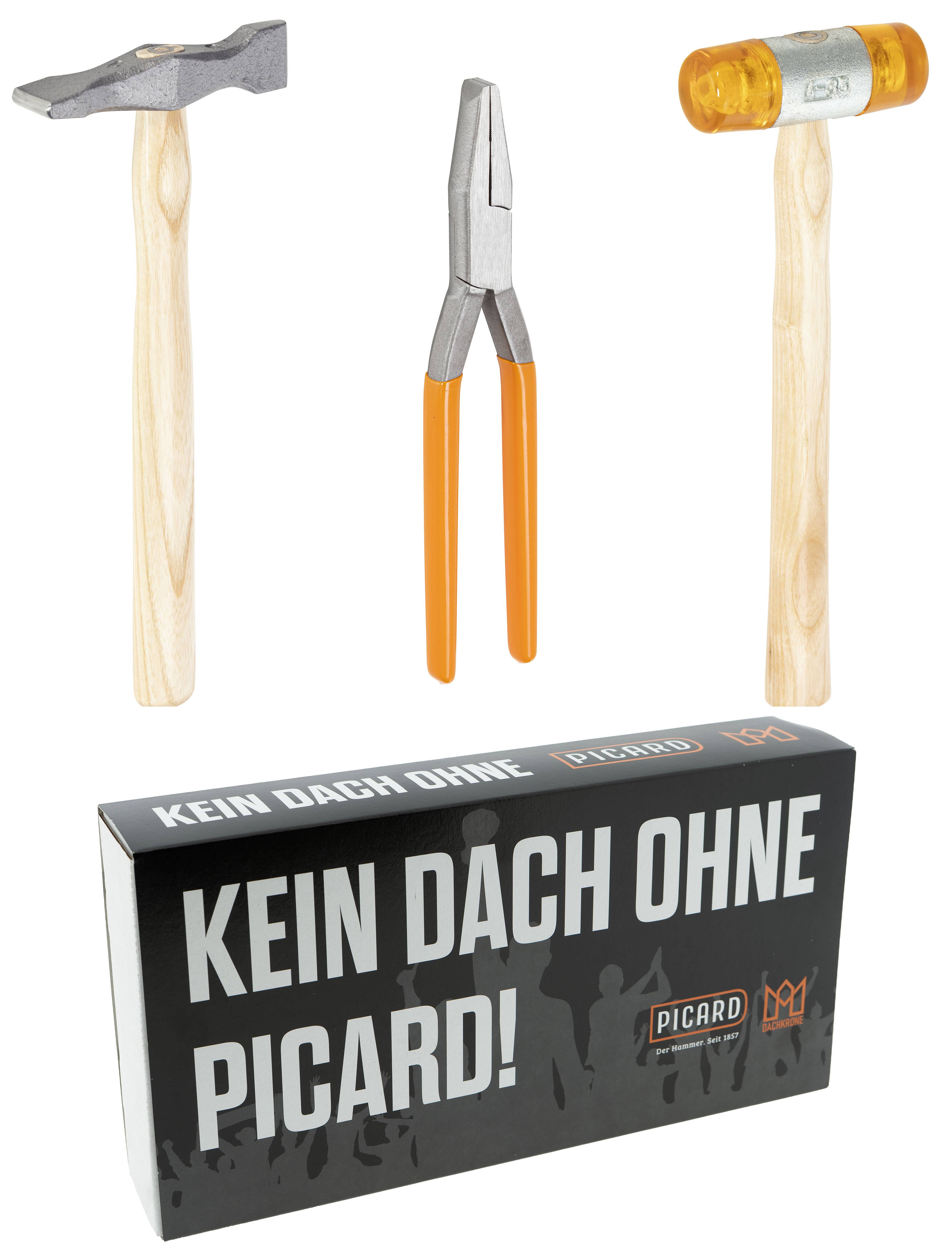 DACHKRONE Set 4 – PICARD Kreuzschweifhammer Nr. 175, Flachzange Nr. 192 & Plastikhammer Nr. 252