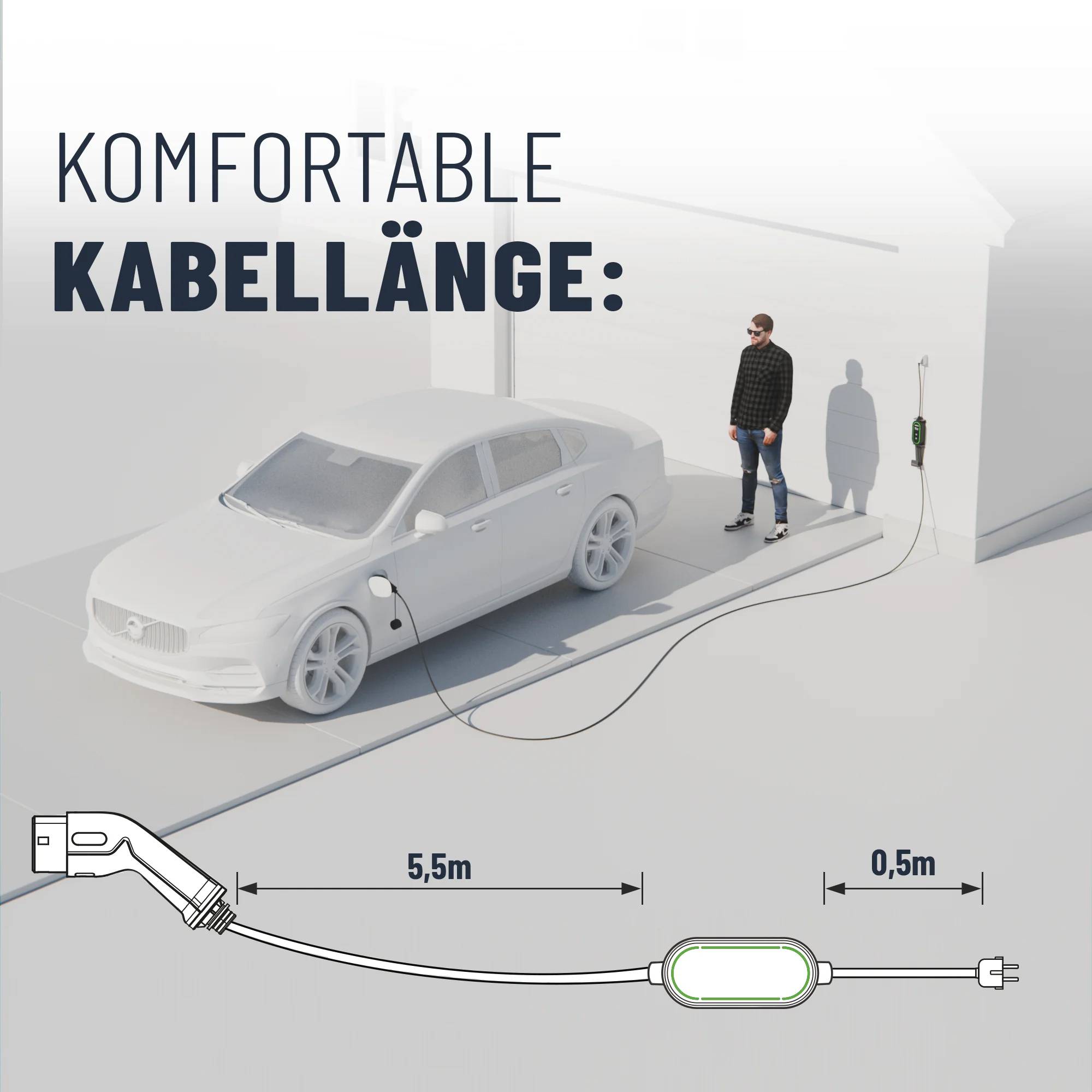 ABSINA EV Ladekabel für Elektroautos, Mode 2, 16 A, 3,7 kW