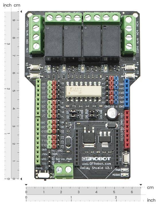 DFRobot 4-Kanal-Relais-Shield, 4 Relais, Optokoppler, XBee-Sockel, Arduino UNO kompatibel, 5A 240V