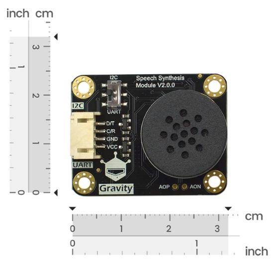 DFRobot Gravity TTS-Modul, Text zu Sprachausgabe, I2C/UART, integrierter Lautsprecher, 3,3-5V