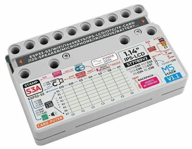 M5Stack Cardputer v1.1 mit optimierten Antennen, 1,14 Zoll TFT, 56 Tasten, Grove, MicroSD, 1520mAh