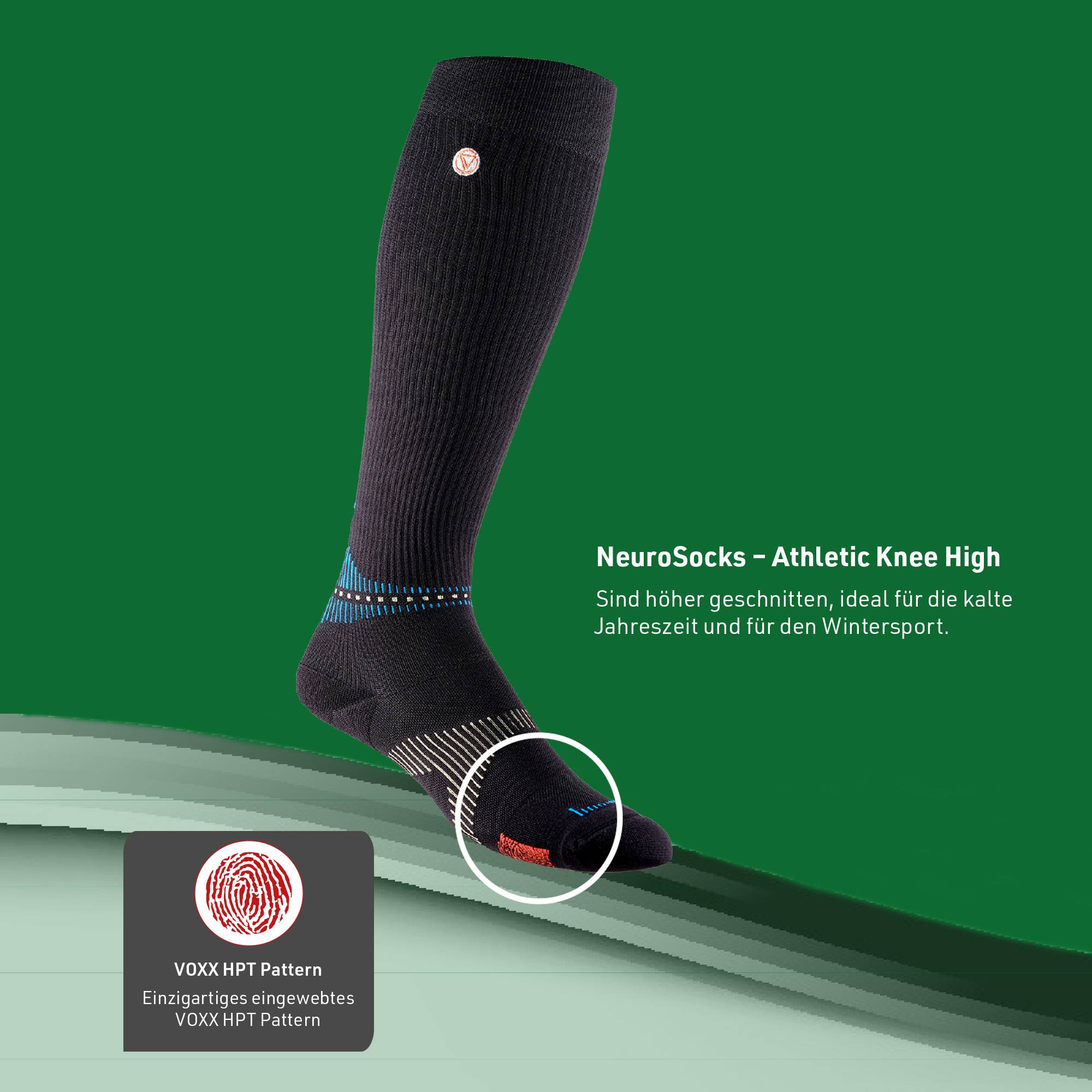 NeuroSocks Athletic Knee High Socken - schwarz - S - Größe 35-38 - Atmungsaktive Kniesocken - nahtlos & maschinenwaschbar – blasenvermeidend & ger