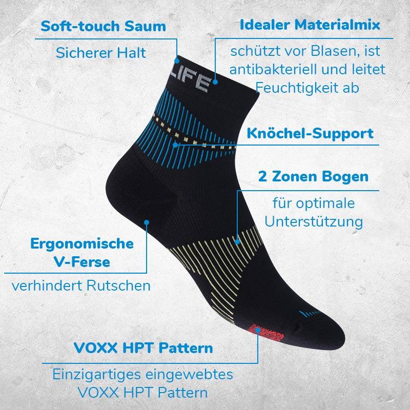 NeuroSocks Athletic Socken - schwarz -S - Socken - Größe 35-38 - Atmungsaktive Socken, nahtlos & maschinenwaschbar – blasenvermeidend & geruchshem