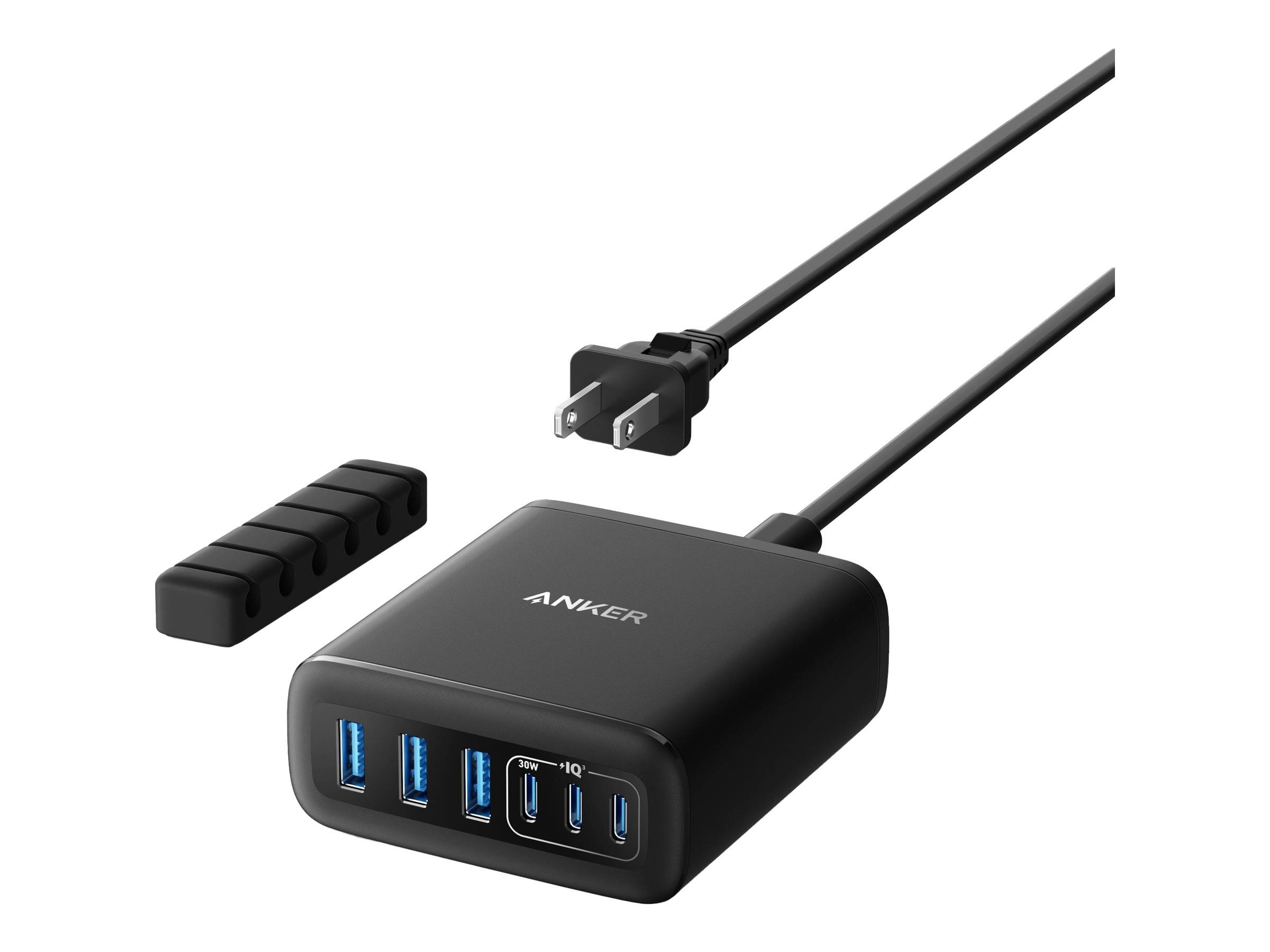 ANKER 6-in-1 DeskCharger 112W 6-Port Ladegerät 3x USB-A 3x USB-C schwarz